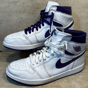 Nike Air Jordan 1 OG High Court Women's White and Purple High-Top Sneakers